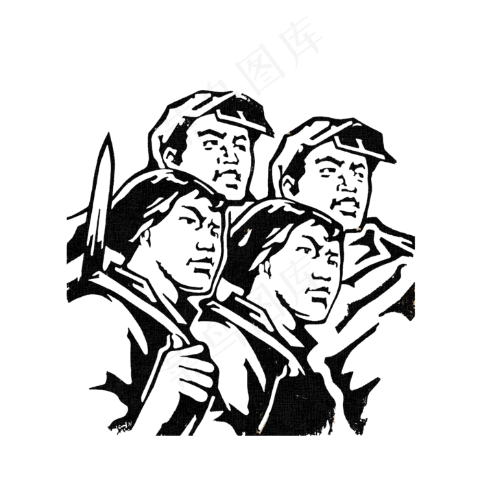 风华正茂革命知青免抠图下载(2500X2500(DPI:299))psd模版下载