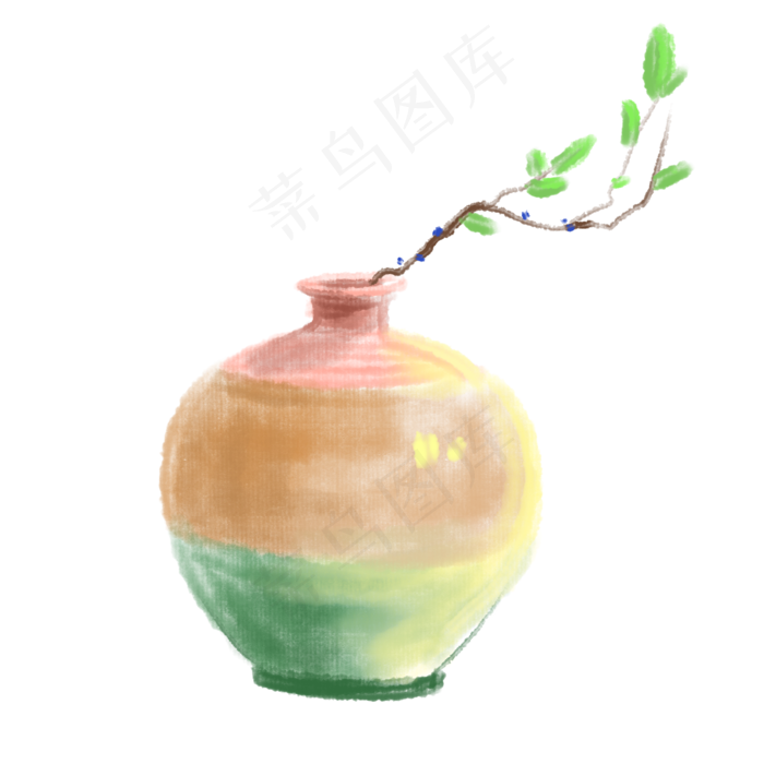水彩插花瓷瓶插画