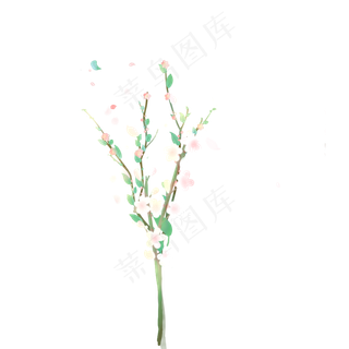 开满桃花的树枝免扣图
