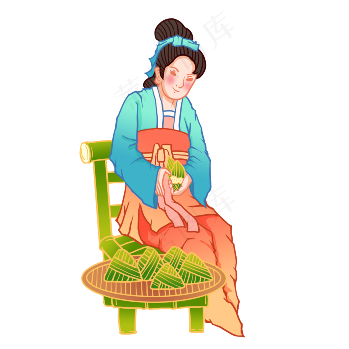 端午节妇女包粽子(2000X2000(DPI:300))psd模版下载