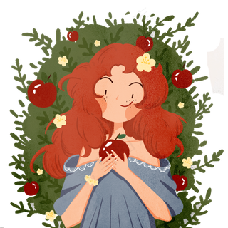 夏日苹果红发女孩可爱