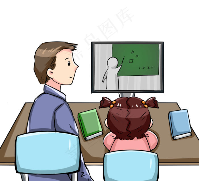 陪孩子上网课的家长