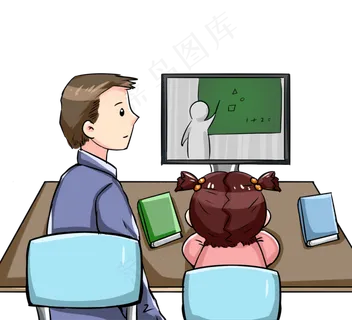 陪孩子上网课的家长