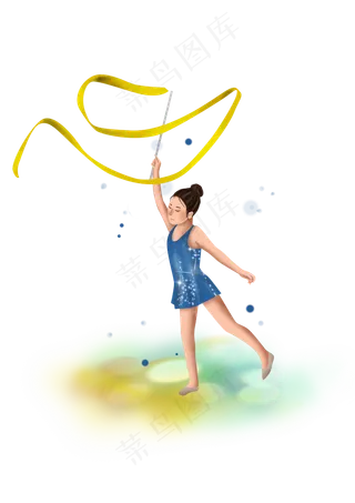 体育练习艺术体操的女孩,免抠元素