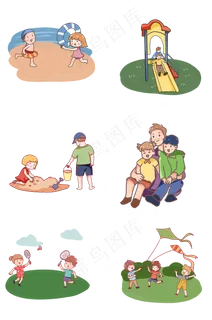 卡通六一儿童节小孩子玩游戏 卡通六一儿童节小孩子玩游戏