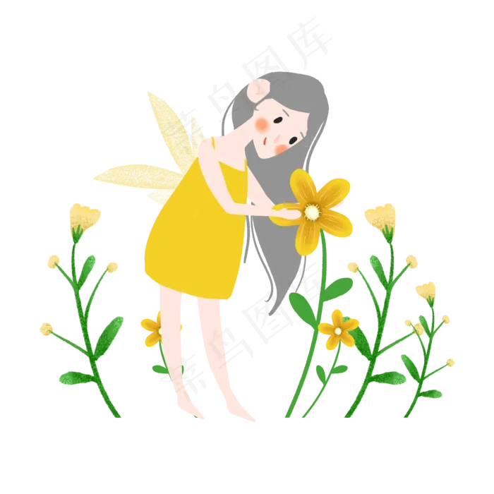 抱着花朵的小精灵(2000X2000(DPI:300))psd模版下载