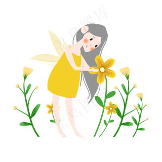 抱着花朵的小精灵