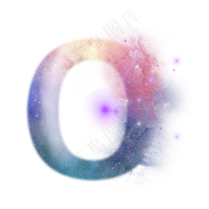 创意星空蓝色红色字母O,免抠元素艺术字(3000X3000(DPI:300))psd模版下载