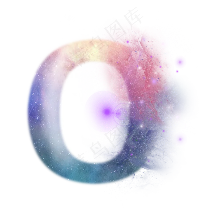 创意星空蓝色红色字母O,免抠元素艺术字(3000X3000(DPI:300))psd模版下载