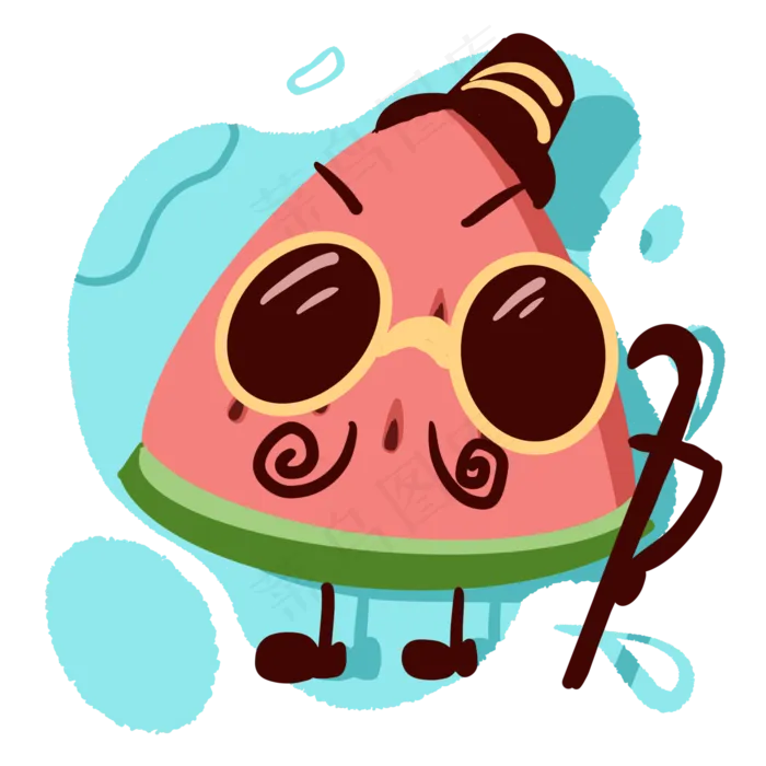 夏日小清新墨镜礼帽拐杖胡子绅士(2000X2000(DPI:132))psd模版下载