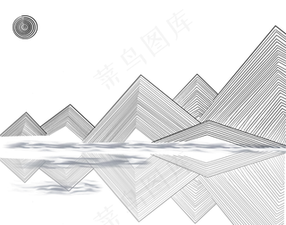 古风国潮线条山