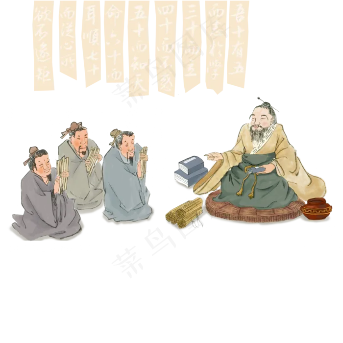 孔子与弟子教学解惑(2000X2000(DPI:300))psd模版下载