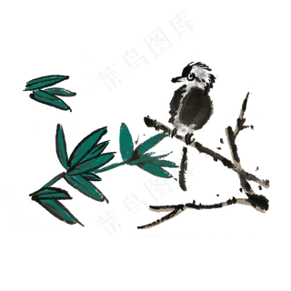 国华花鸟水墨素材,免抠元素