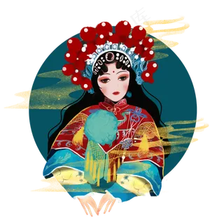 戏曲文化国潮京剧女孩素材,免抠元素