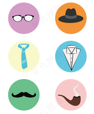 父亲节男人特征免扣圆形装饰图标