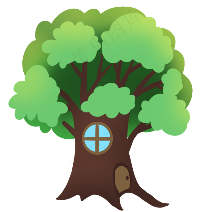 绿色植物大树元素,免抠元素