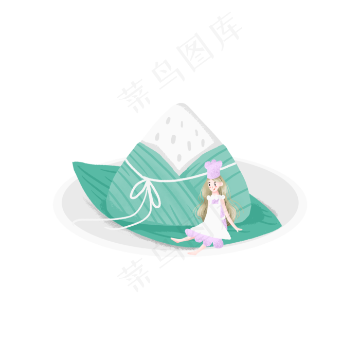 坐在粽子旁边的女孩