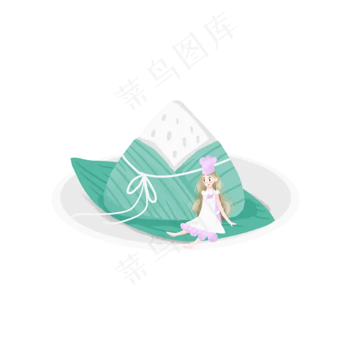 坐在粽子旁边的女孩(2000X2000(DPI:300))psd模版下载