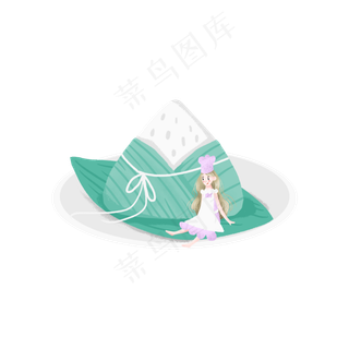 坐在粽子旁边的女孩