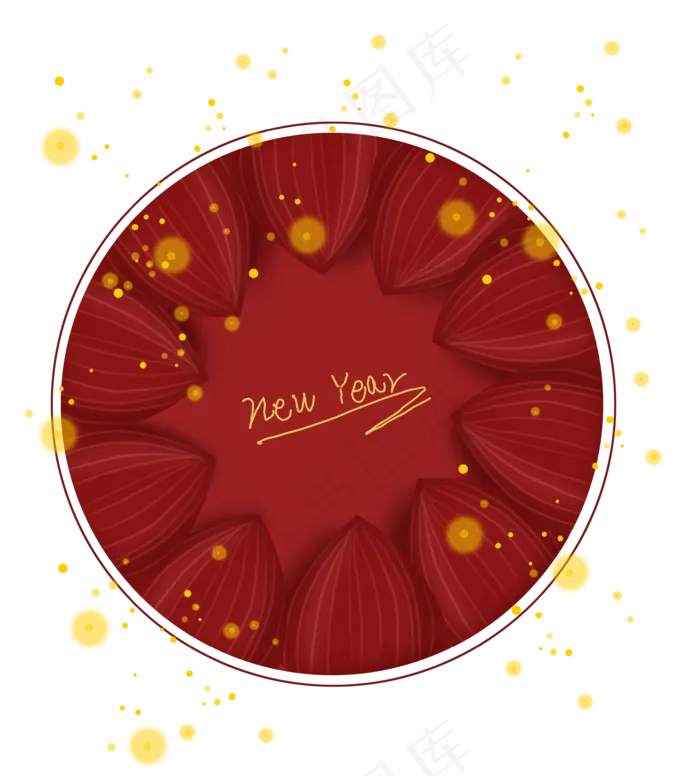 新年折纸花瓣文字框(3508X3889(DPI:300))psd模版下载