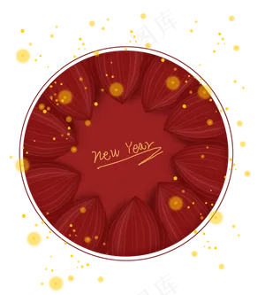 新年折纸花瓣文字框