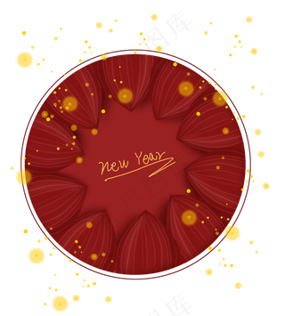 新年折纸花瓣文字框