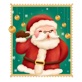 圣诞邮票小贴纸圣诞老人欢乐喜庆,免抠元素