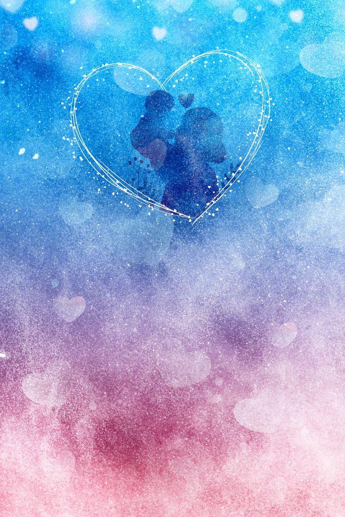 母亲节剪影渐变分层背景