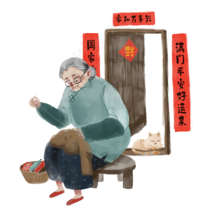 母亲节补衣服老母亲