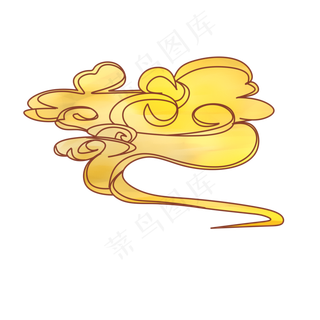线条过渡黄色云朵,免抠元素