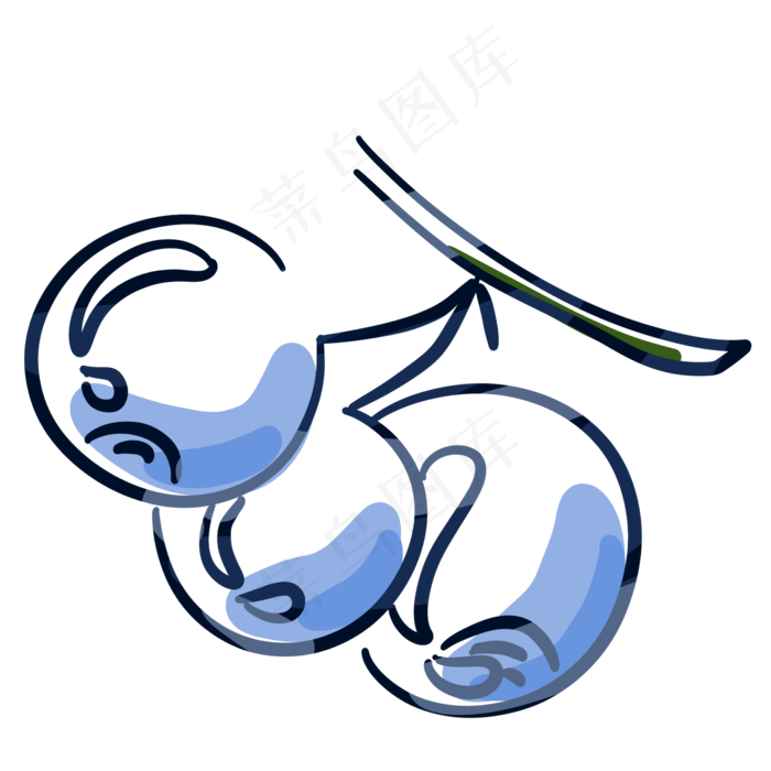 手绘线性水果蓝莓(2000X2000(DPI:300))psd模版下载