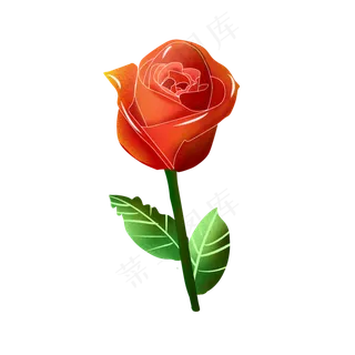 可爱卡通手绘风格玫瑰花