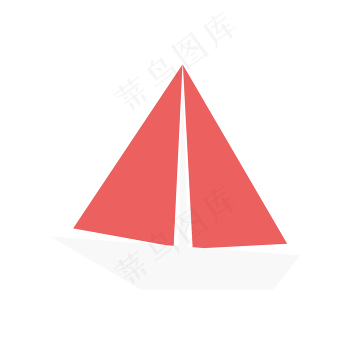 扁平的红色帆船