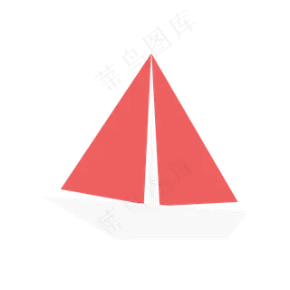 扁平的红色帆船