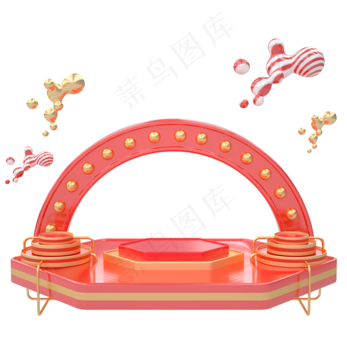 C4D红金喜庆促销618年终大
