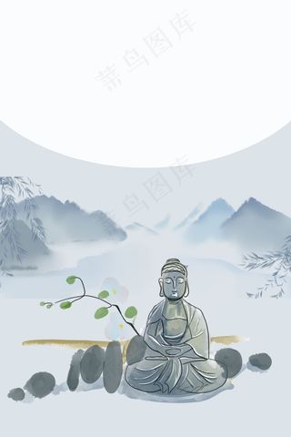 古风佛像打坐禅意