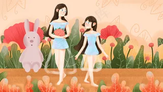 母亲节卡通肌理小清新风格