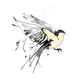 创意水墨喜鹊插画,免抠元素