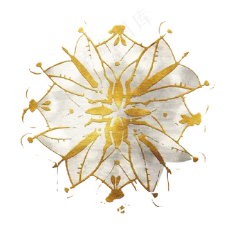 黄金银色对称古典装饰团花,免抠元素