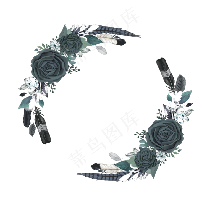 手绘玫瑰花卉边框治愈系装饰元素