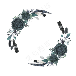 手绘玫瑰花卉边框治愈系装饰元素