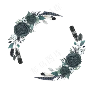 手绘玫瑰花卉边框治愈系装饰元素