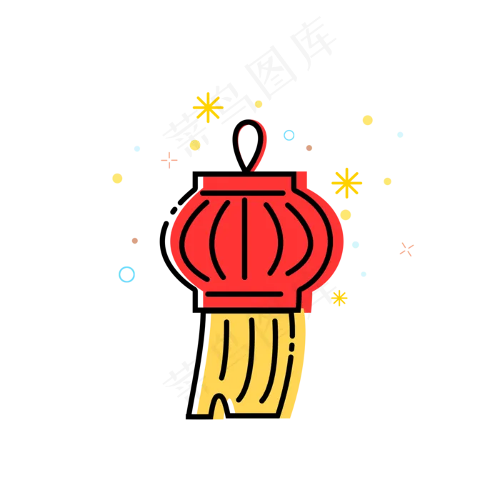 2020年鼠年MBE风格小图标灯笼卡通�,免抠元素