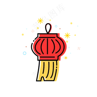 2020年鼠年MBE风格小图标灯笼卡通�,免抠元素