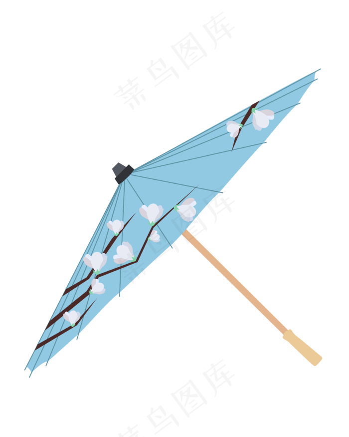 矢量卡通古代雨伞,免抠元素