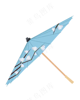 矢量卡通古代雨伞,免抠元素