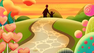 卡通手绘风父亲节父子配图