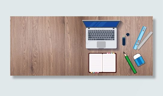 桌面俯视上的办公文具