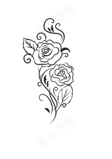手绘玫瑰花边复古装饰