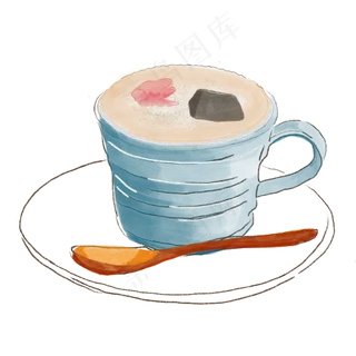 约会水彩咖啡下午茶